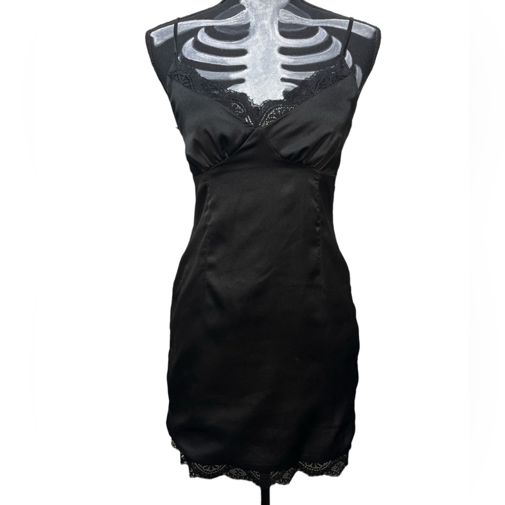 Princess Polly black satin mini slip dress size 4